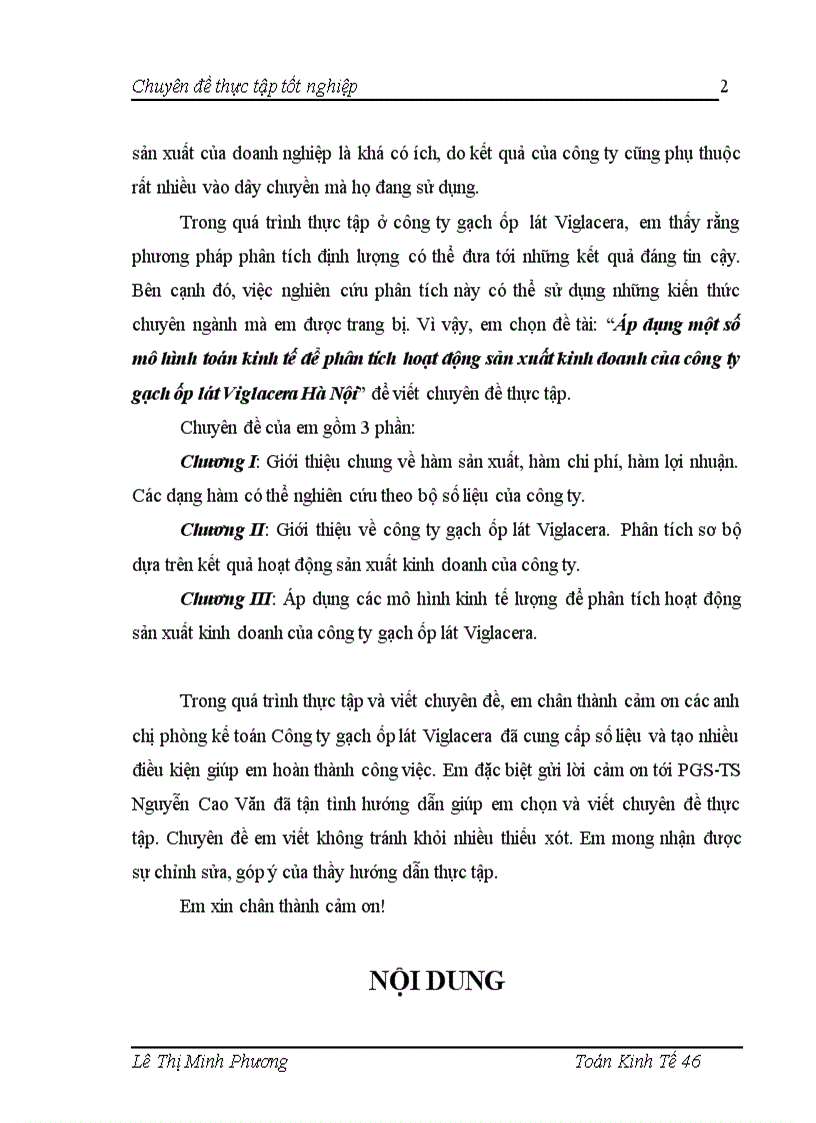 image for page Áp dụng một số mô hình toán kinh tế để phân tích hoạt động sản xuất kinh doanh của công ty gạch ốp lát Viglacera Hà Nội