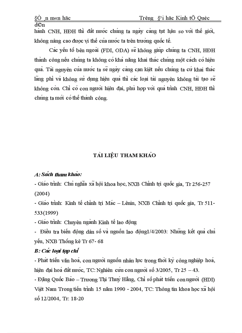 image for page Vai trò của yếu tố con người và các giải pháp nhằm phát huy vai trò con người trong thời kỳ CNH, HĐH