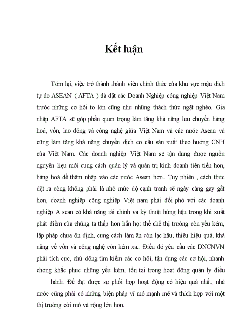 image for page Hội nhập AFTA: cơ hội và thách thức đối với các Doanh nghiệp Công nghiệp Việt Nam