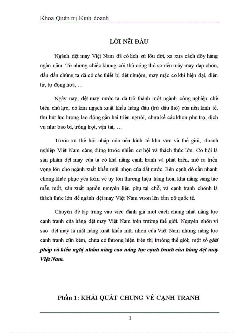 image for page Nâng cao năng lực cạnh tranh hàng dệt may việt nam trên thị trường thế giớ