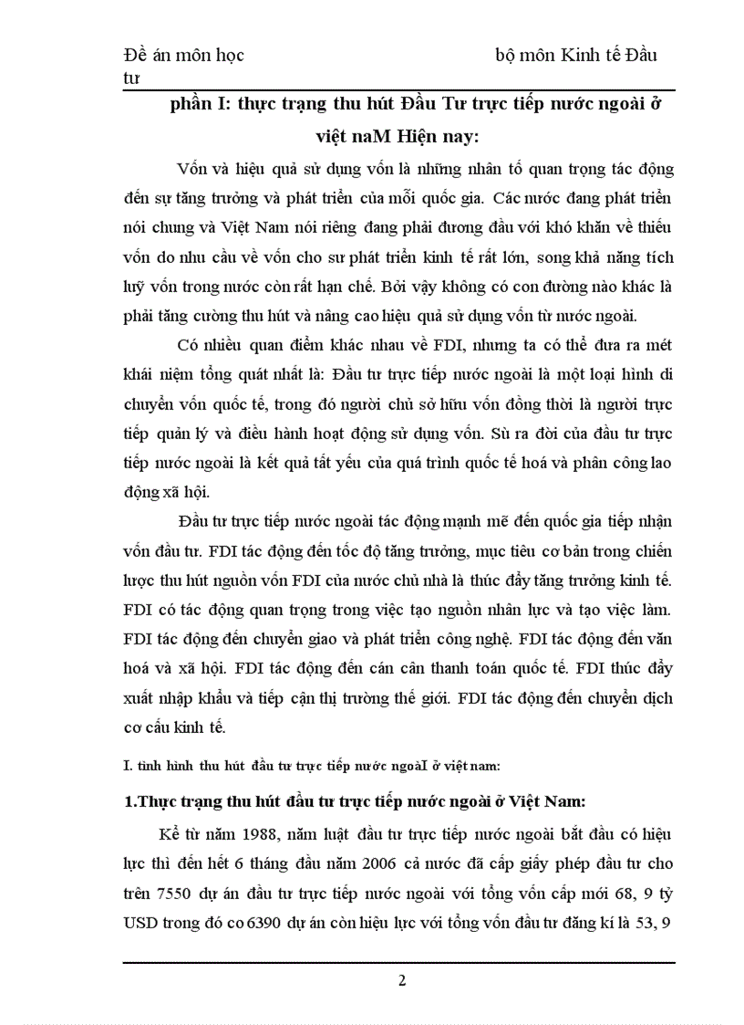 Thực trạng và một số giải pháp thu hút nguồn vốn đầu tư trực tiếp nước ngoài ở Việt Nam