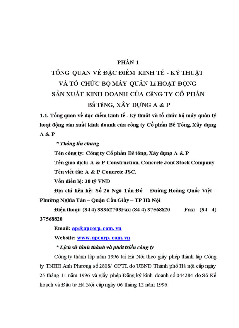 image for page Tình hình tổ chức hạch toán kế toán tại Công ty Cổ phần Bê tông, Xây dựng A&P