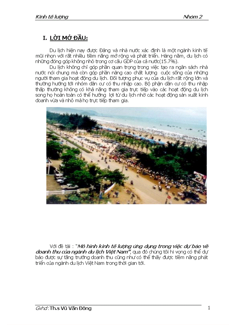 image for page Mô hình kinh tế lượng ứng dụng trong việc dự báo về doanh thu của ngành du lịch Việt Nam