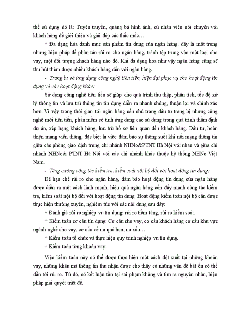image for page Thực trạng và giải pháp nâng cao chất lượng tín dụng tại chi nhánh NHNo&PTNT Hà Nội