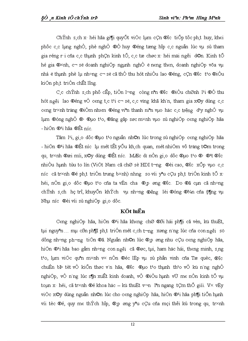 image for page Vấn đề về đào tạo nguồn lực con người trong sự nghiệp công nghiệp hoá hiện đại hoá đất nước