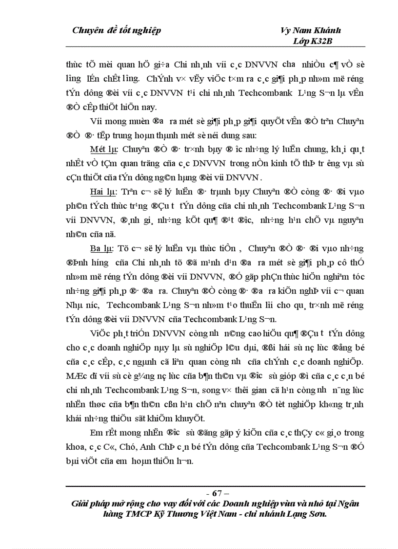image for page Giải phỏp mở rộng cho vay đối với cỏc doanh nghiệp vừa và nhỏ tại Ngõn hàng TMCP Kỹ thương Việt Nam – Chi nhỏnh Lạng Sơn