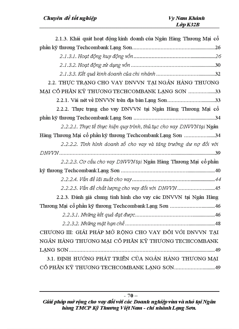 image for page Giải phỏp mở rộng cho vay đối với cỏc doanh nghiệp vừa và nhỏ tại Ngõn hàng TMCP Kỹ thương Việt Nam – Chi nhỏnh Lạng Sơn