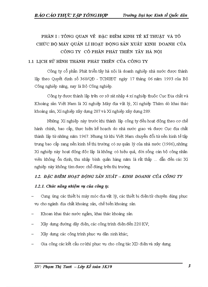 image for page Kế toán chi phí sản xuấtvà tính giá thành sản phẩm của Công ty cổ phần Phát Triển Tây Hà Nội