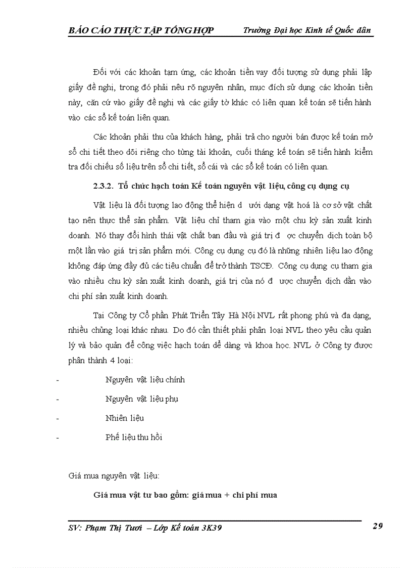 image for page Kế toán chi phí sản xuấtvà tính giá thành sản phẩm của Công ty cổ phần Phát Triển Tây Hà Nội