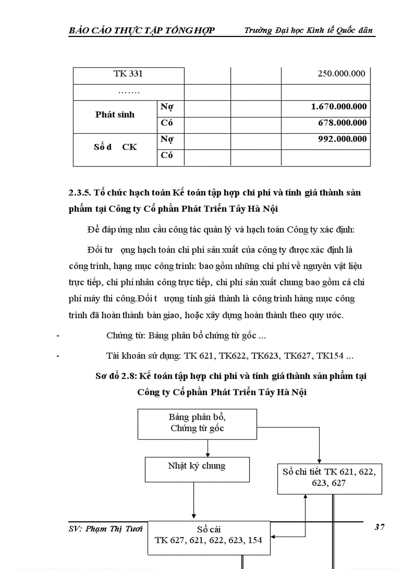 image for page Kế toán chi phí sản xuấtvà tính giá thành sản phẩm của Công ty cổ phần Phát Triển Tây Hà Nội