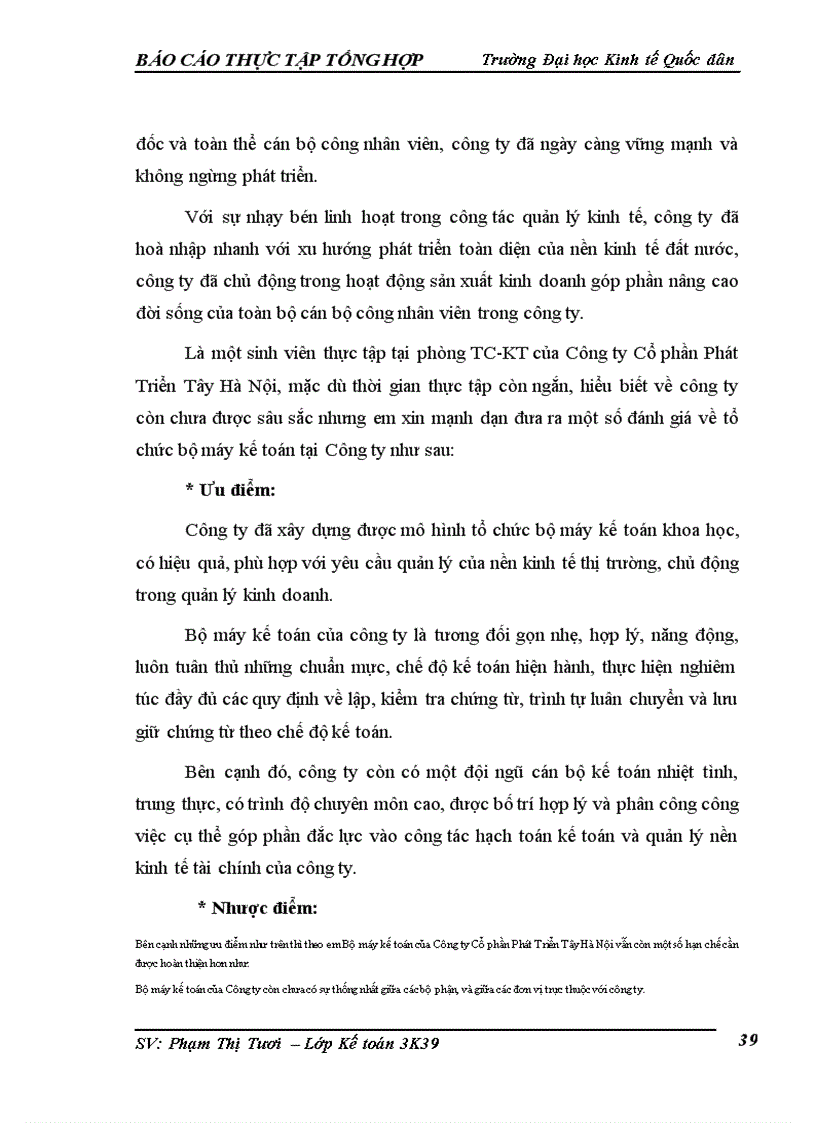 image for page Kế toán chi phí sản xuấtvà tính giá thành sản phẩm của Công ty cổ phần Phát Triển Tây Hà Nội