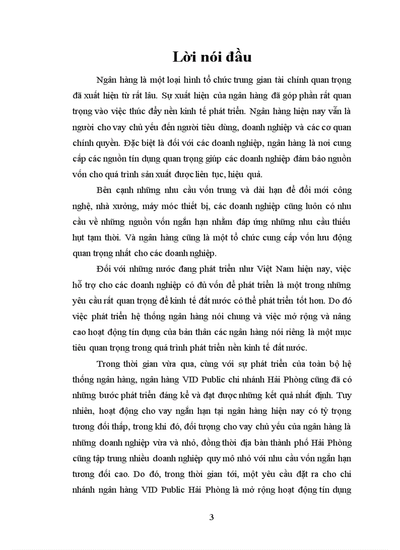 image for page Giải pháp mở rộng hoạt động tín dụng ngắn hạn tại ngân hàng VID Public chi nhánh Hải Phòng