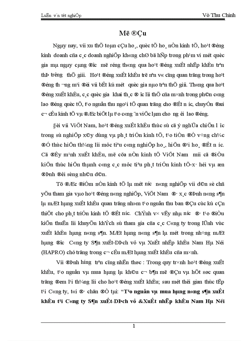 image for page Tạo nguồn và mua hàng nông sản xuất khẩu tại Công ty Sản xuất-Dịch vụ &Xuất nhập khẩu Nam Hà Nội (HAPRO)