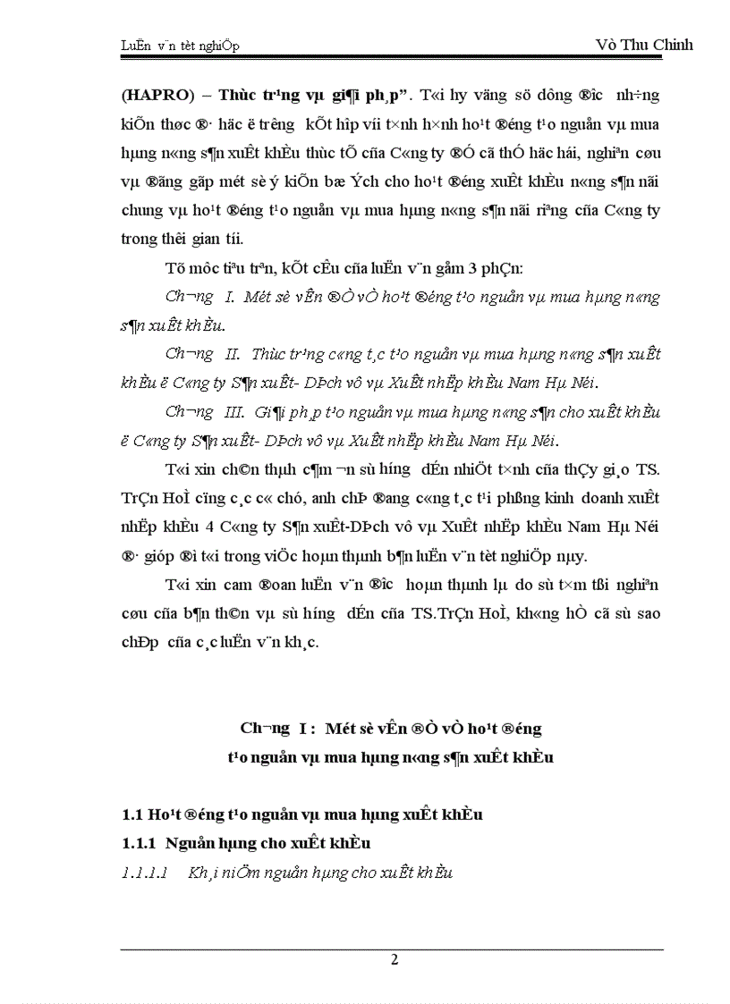 image for page Tạo nguồn và mua hàng nông sản xuất khẩu tại Công ty Sản xuất-Dịch vụ &Xuất nhập khẩu Nam Hà Nội (HAPRO)