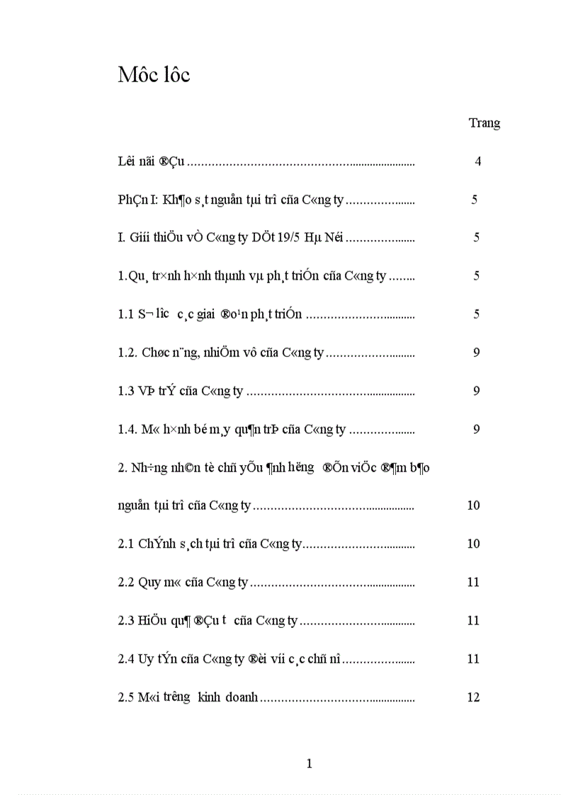 image for page Một vài đánh giá về việc đảm bảo nguồn tài trợ của Công ty Dệt 19/5 Hà Nội