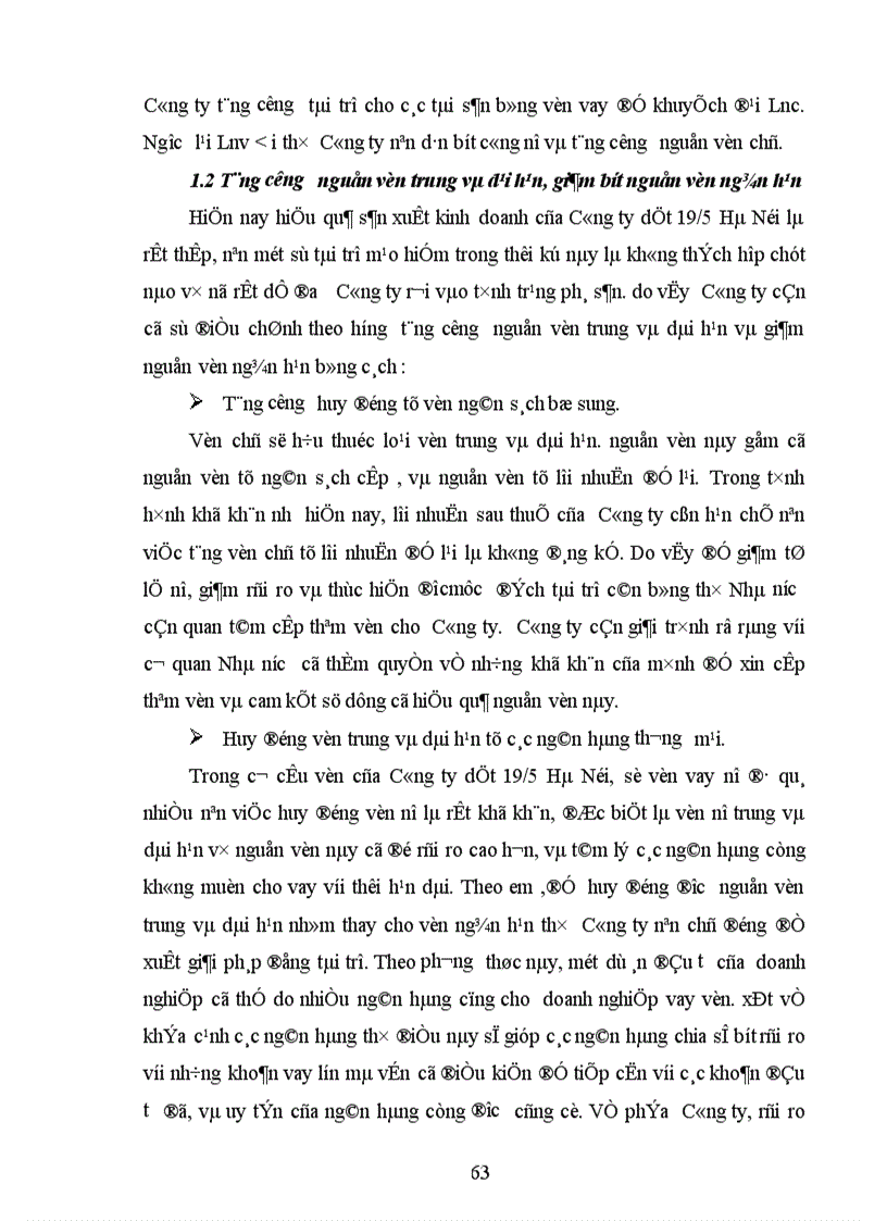 image for page Một vài đánh giá về việc đảm bảo nguồn tài trợ của Công ty Dệt 19/5 Hà Nội