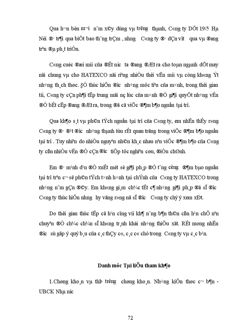 image for page Một vài đánh giá về việc đảm bảo nguồn tài trợ của Công ty Dệt 19/5 Hà Nội