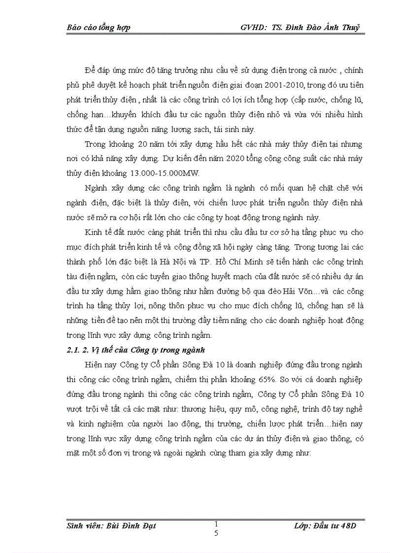 image for page Hoạt động đầu tư của CÔNG TY CỔ PHẦN SÔNG ĐÀ 10