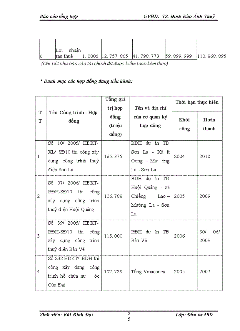 image for page Hoạt động đầu tư của CÔNG TY CỔ PHẦN SÔNG ĐÀ 10