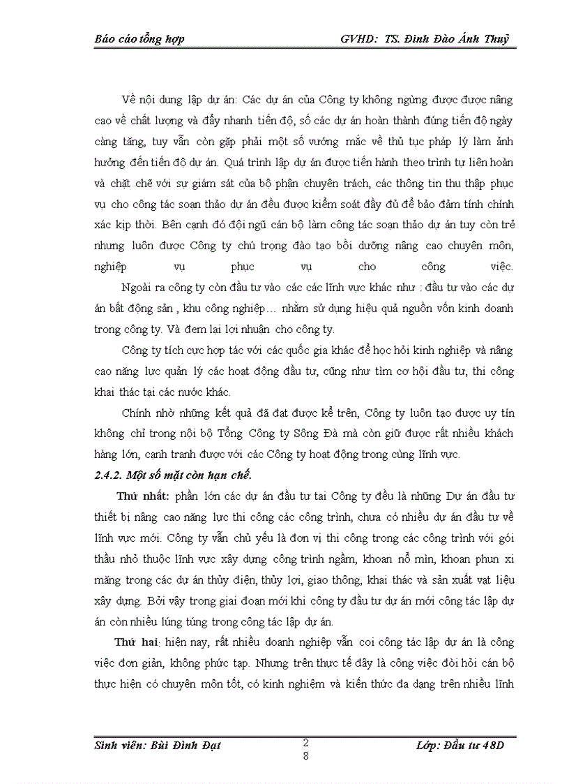 image for page Hoạt động đầu tư của CÔNG TY CỔ PHẦN SÔNG ĐÀ 10