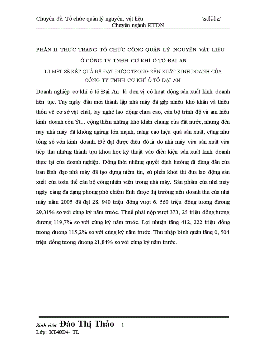 image for page Thực trạng tổ chức công quản lý nguyên vật liệu ở công ty TNHH cơ khí ô tô Đại An