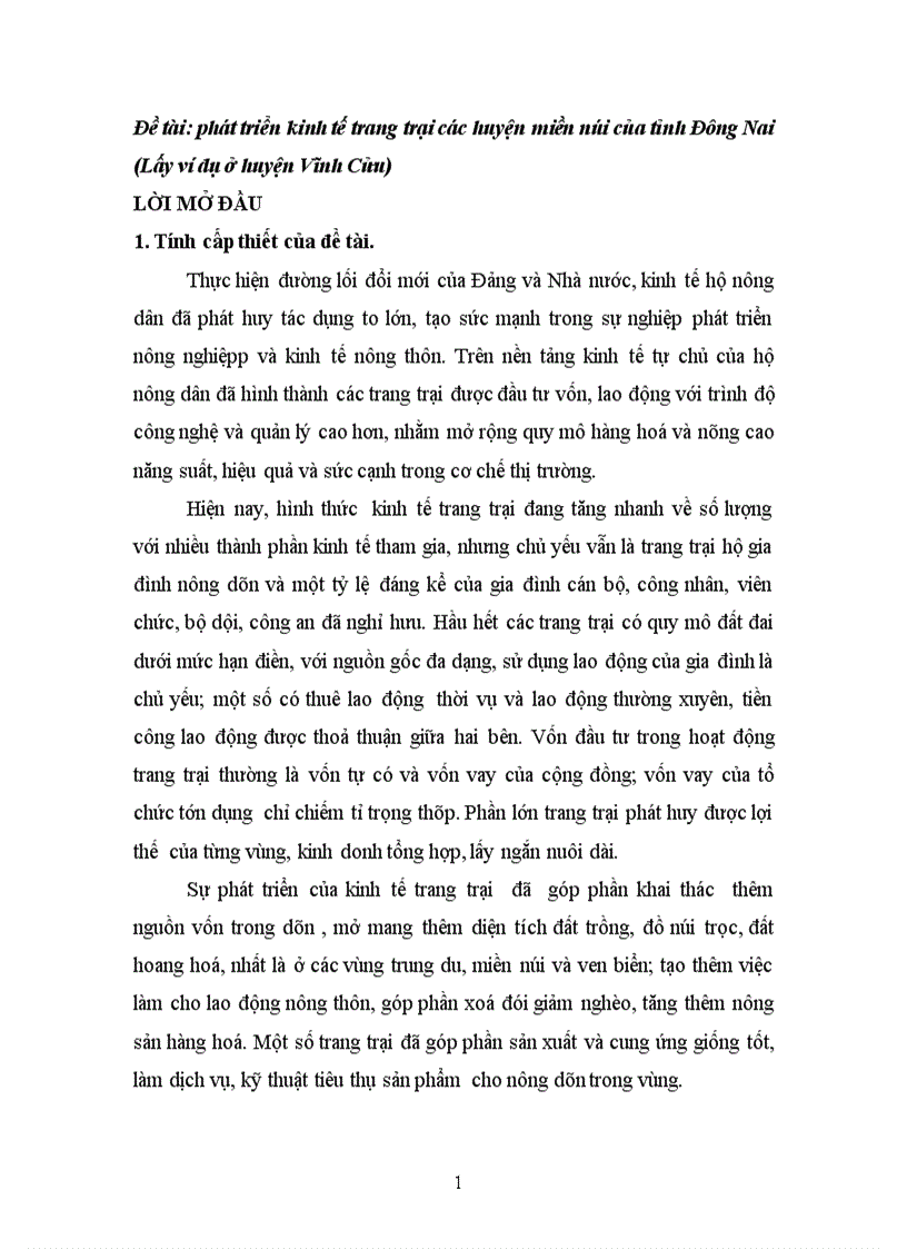 image for page Phát triển kinh tế trang trại các huyện miền núi của tỉnh Đồng Nai ( lấy ví dụ ở huyện Vĩnh Cửu )