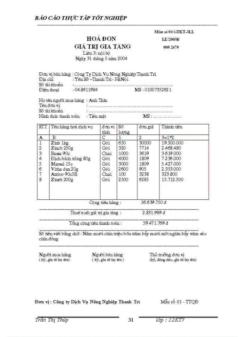 image for page Báo cáo tổng hợp thực tập tốt nghiệp tại công ty TNHH Tân An
