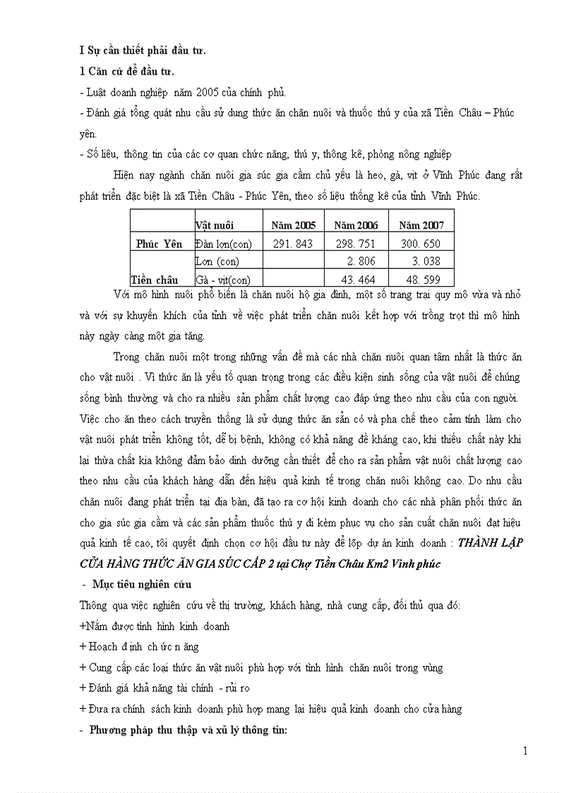 image for page Phân tích và đánh giá dự án thành lập “Cửa Hàng Thức Ăn Gia Súc Xuân Thắng”