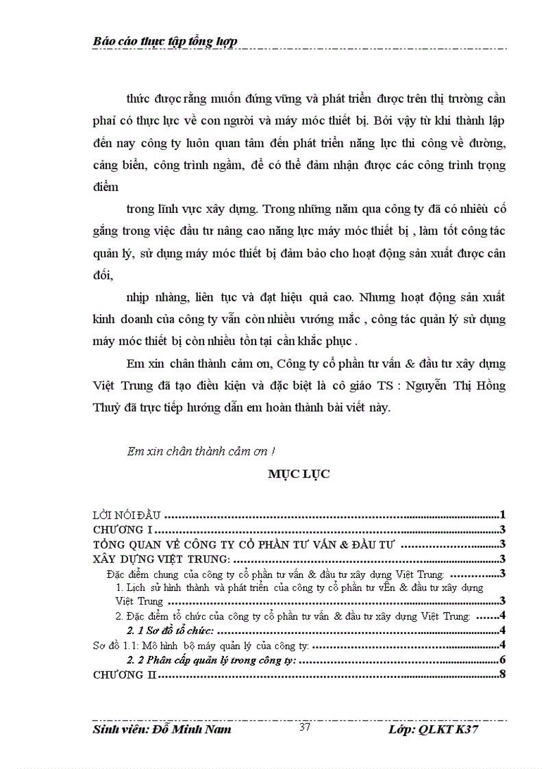 image for page Báo cáo thực tập tổng hợp tại Công ty cổ phần tư vấn & đầu tư xây dựng Việt Trung