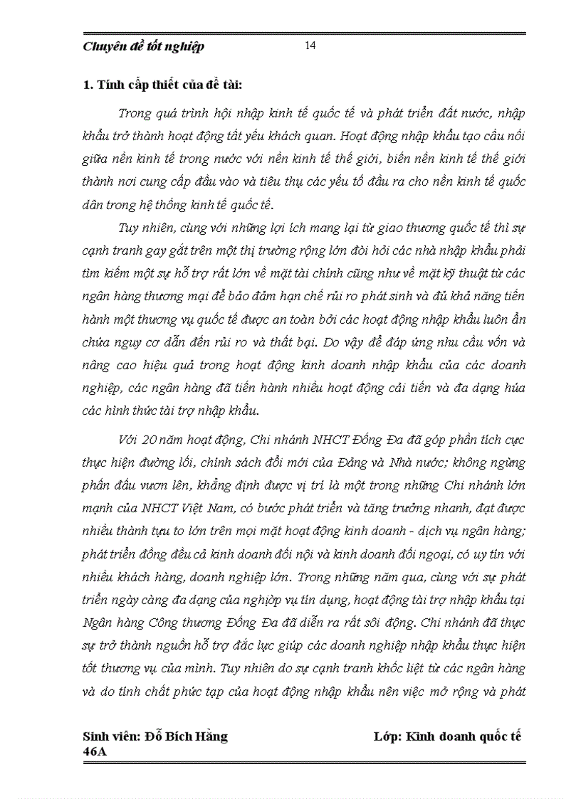 image for page Hoạt động tín dụng tài trợ nhập khẩu tại Ngân hàng Công thương Đống Đa: Thực trạng và giải pháp