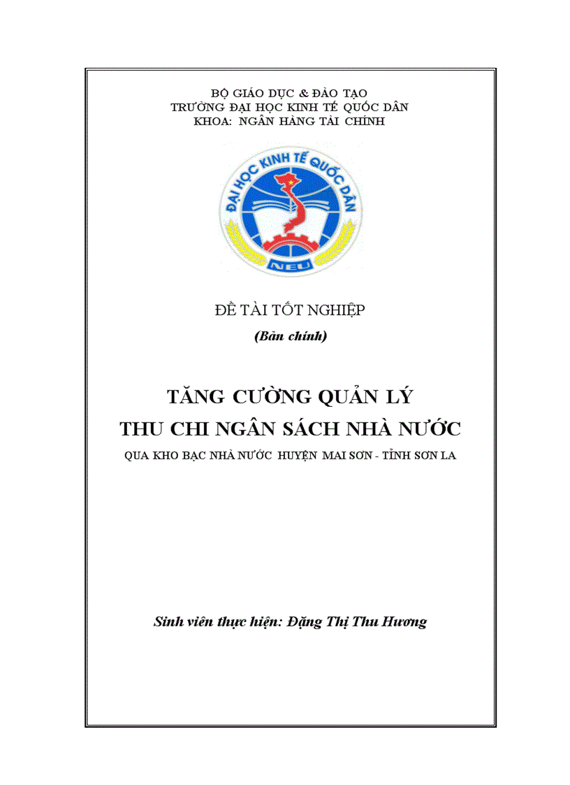 Tăng cường quản lý thu – chi ngân sách nhà nước qua Kho Bạc Nhà Nước huyện Mai Sơn - Tỉnh Sơn La