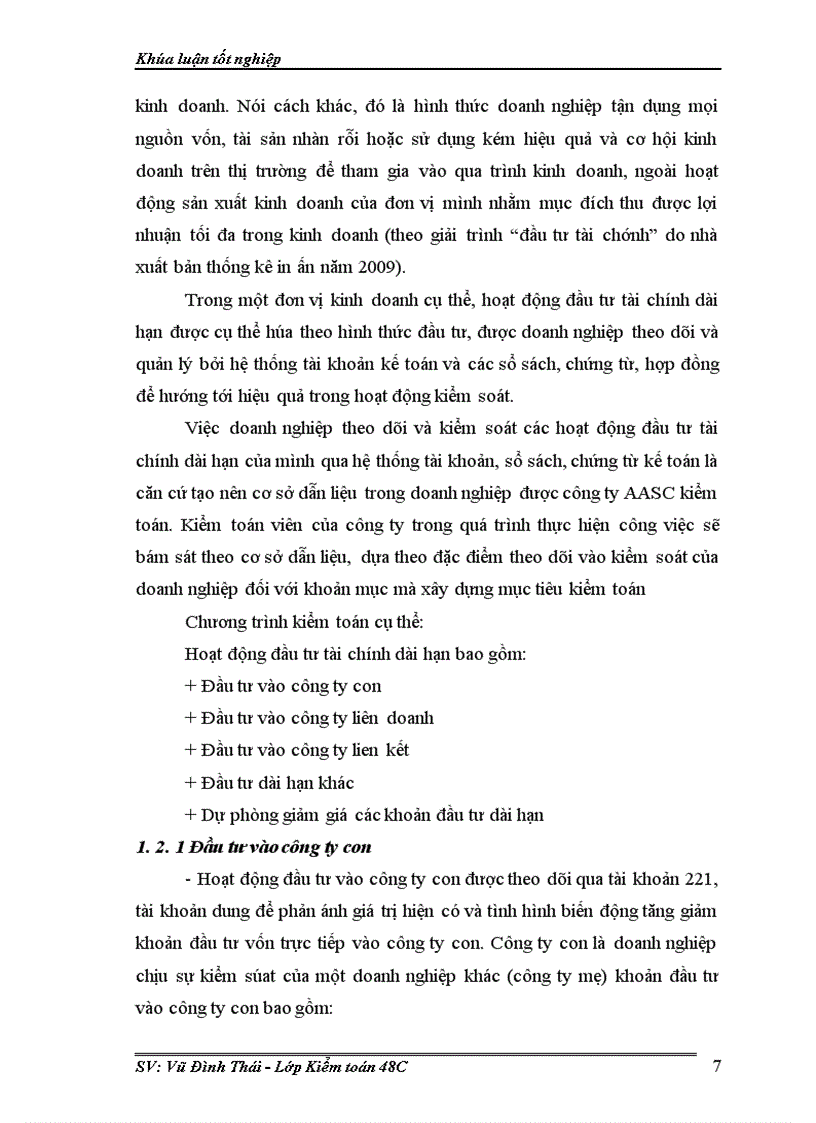 image for page Thực trạng qui trình kiểm toán khoản mục đầu tư dài hạn do công ty kiểm toán aasc thực hiện