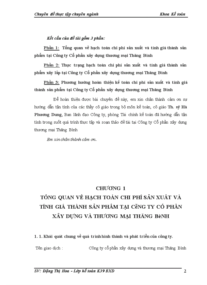 image for page Hoàn thiện hạch toán chi phí sản xuất và tính giá thành sản phẩm xây lắp tại Công ty Cổ phần thương mại xây dựng Thăng Bình