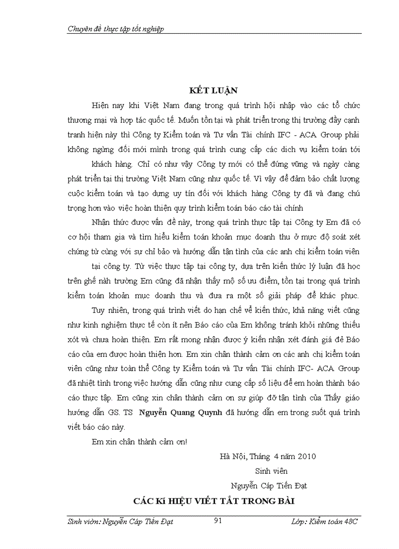 image for page Hoàn thiện kiểm toán khoản mục doanh thu trong kiểm toán Báo cáo tài chính do Công ty Kiểm toán và Tư vấn Tài chính IFC-ACA