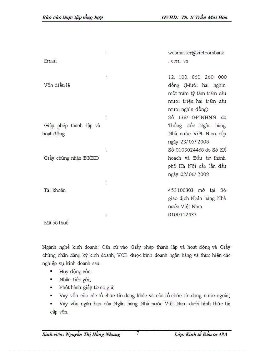 image for page Tình hình hoạt động kinh doanh và quản lý hoạt động đầu tư của nhtmcp ngoại thương việt nam