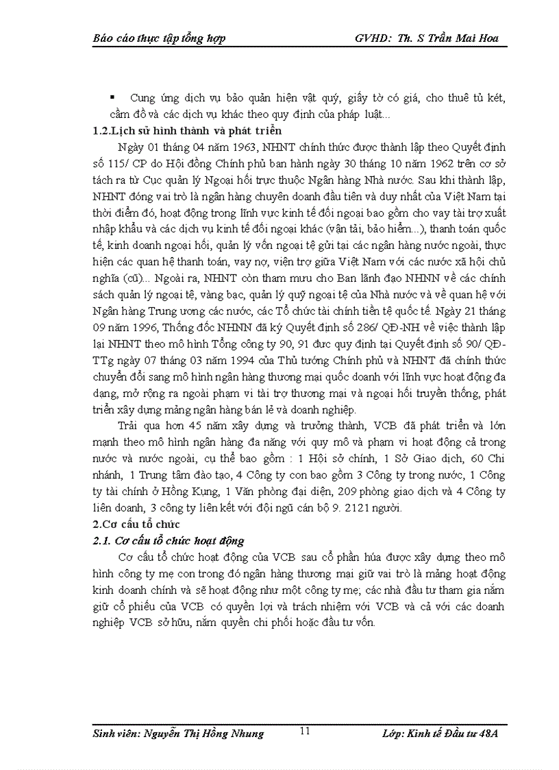 image for page Tình hình hoạt động kinh doanh và quản lý hoạt động đầu tư của nhtmcp ngoại thương việt nam