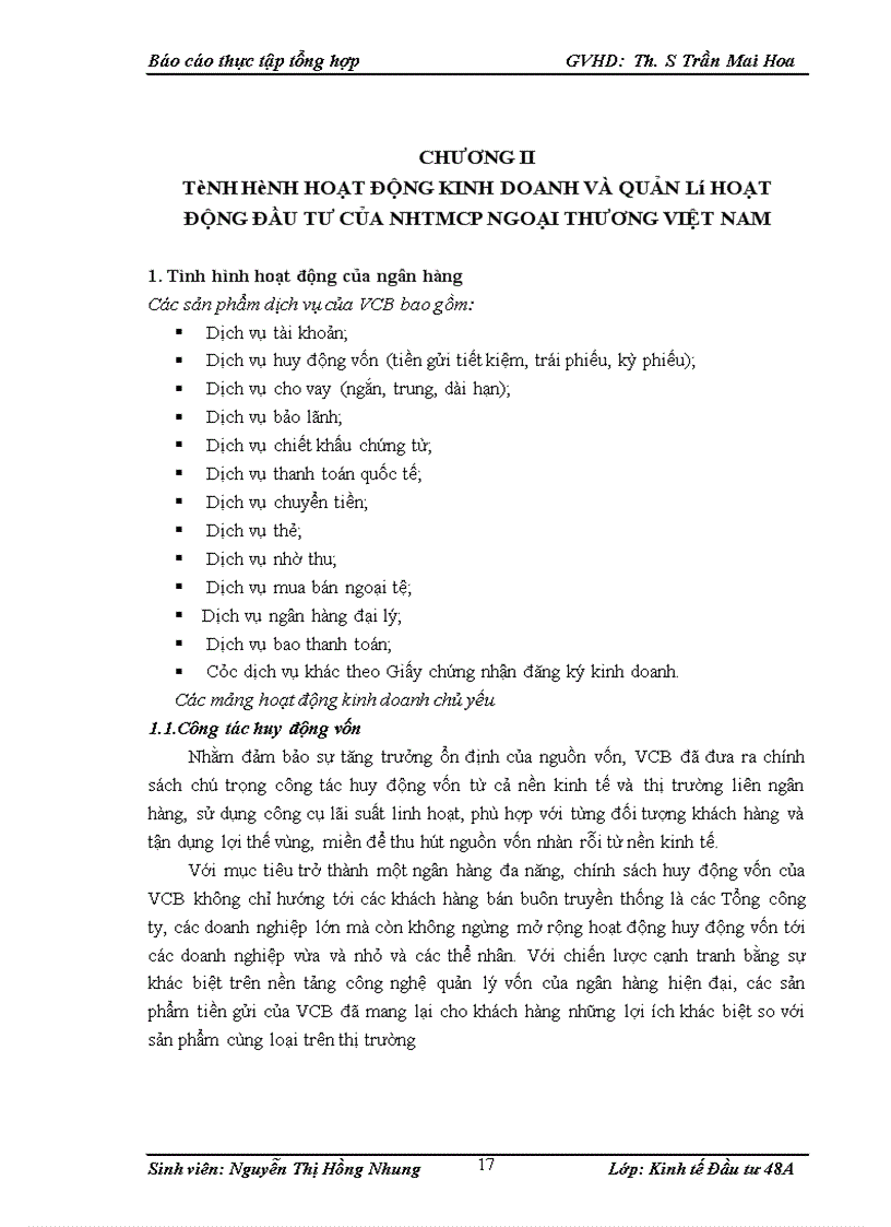image for page Tình hình hoạt động kinh doanh và quản lý hoạt động đầu tư của nhtmcp ngoại thương việt nam