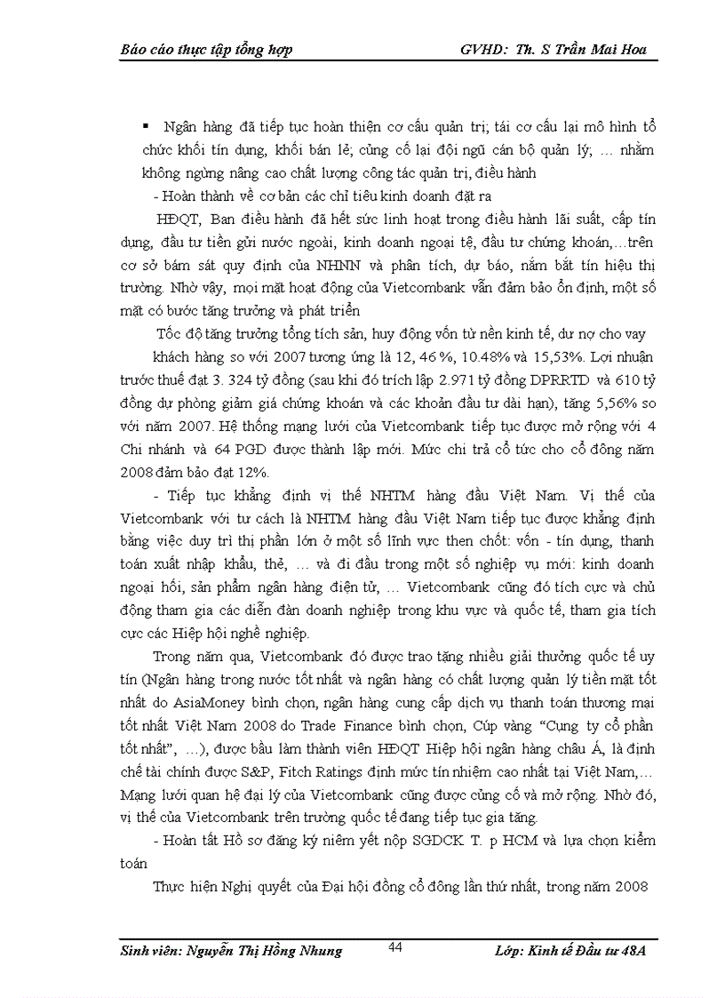 image for page Tình hình hoạt động kinh doanh và quản lý hoạt động đầu tư của nhtmcp ngoại thương việt nam