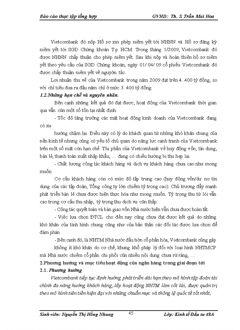 image for page Tình hình hoạt động kinh doanh và quản lý hoạt động đầu tư của nhtmcp ngoại thương việt nam