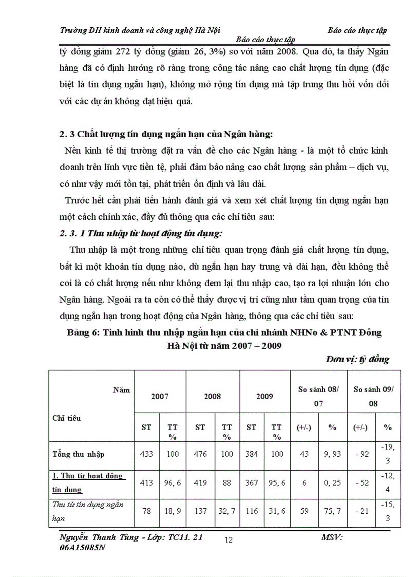image for page Thực trạng chất lượng tín dụng ngắn hạn tại chi nhánh Ngân hàng Nông nghiệp và Phát triển nông thôn Đông Hà Nội