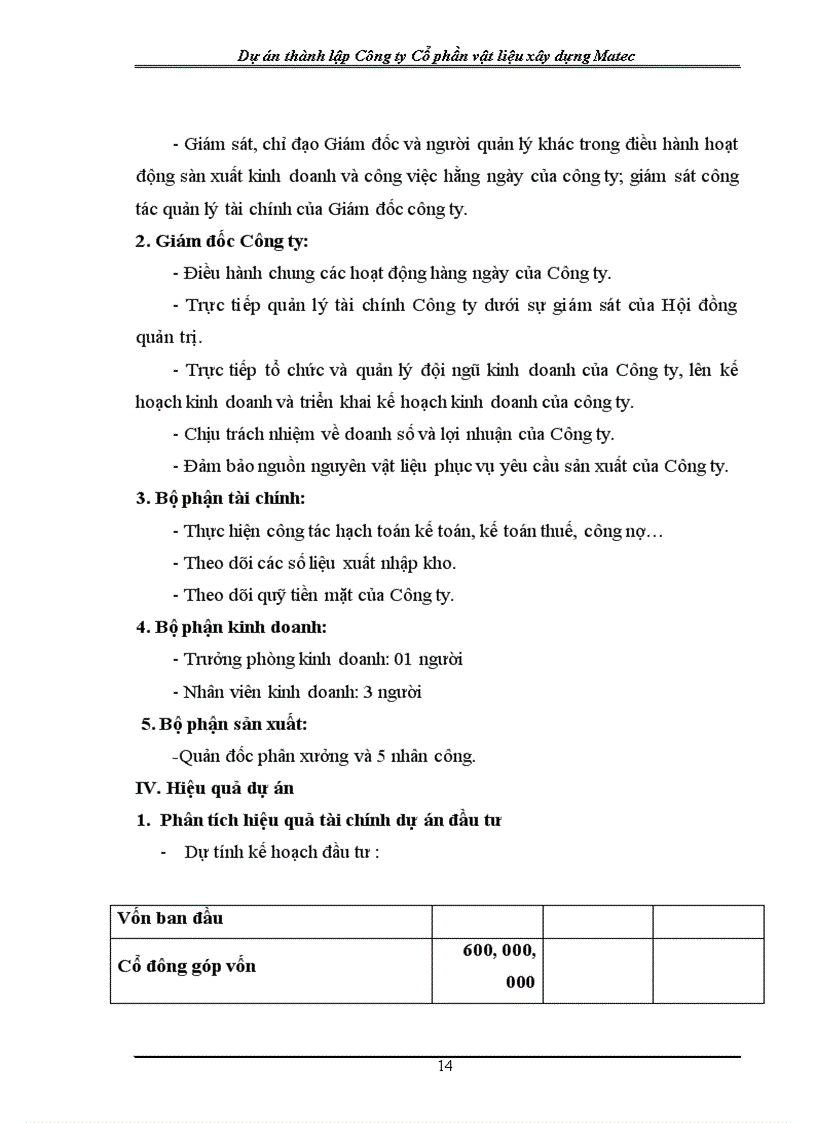 image for page Dự án thành lập ng ty Cổ phần vật liệu xây dựng Matec