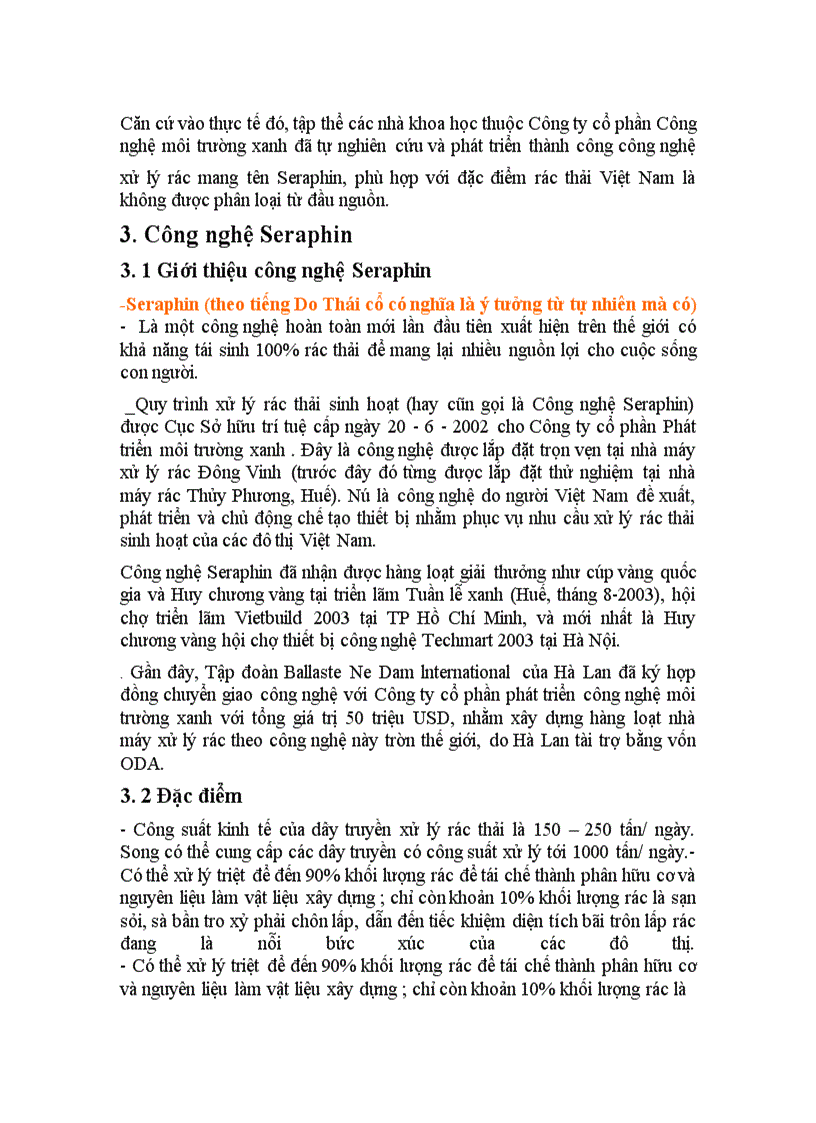 image for page Công nghệ Seraphin – Qui trình xử lý rác thải ở Việt Nam -Lý do chọn đề tài