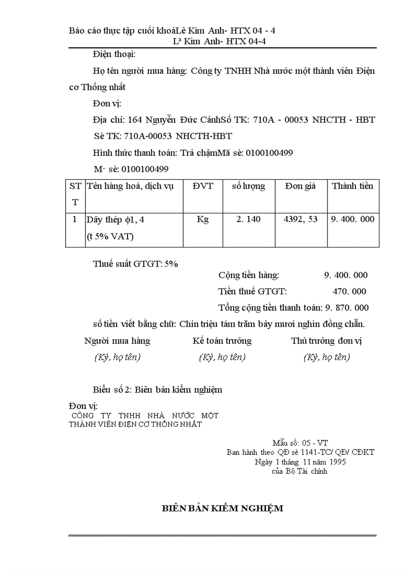 image for page Công tác hạch toán kế toán tại Công ty TNHH Nhà nước một thành viên Điện cơ Thống nhất