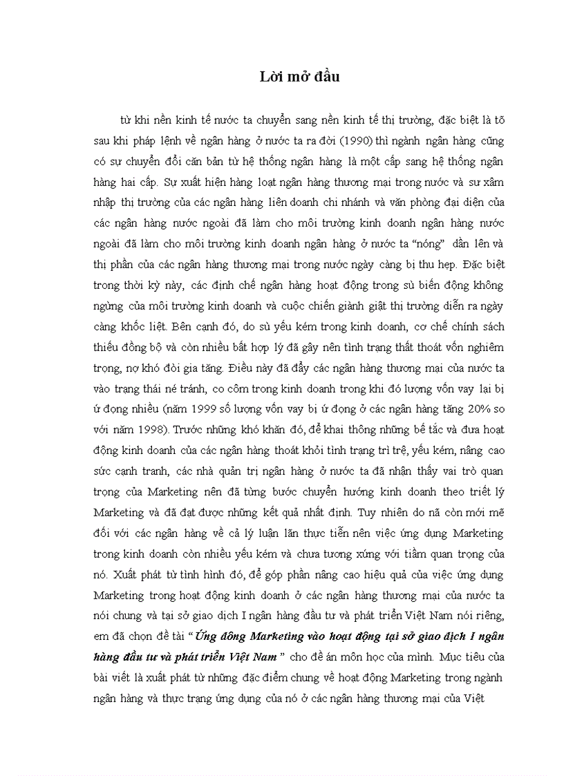 image for page Ứng dụng Marketing vào hoạt động tại sở giao dịch ngân hàng đầu tư và phát triển Việt Nam