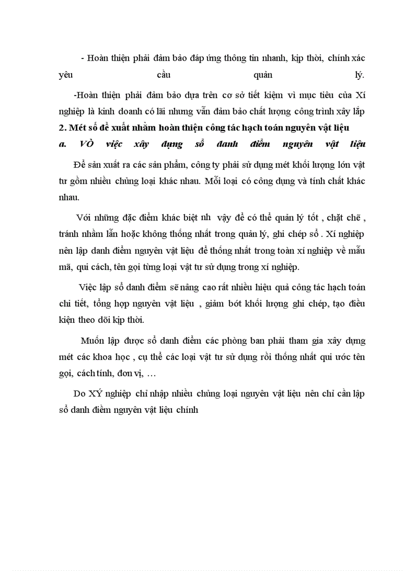 image for page Một số ý kiến, giải pháp đóng góp để hoàn thiện và nâng cao hiệu quả sử dụng nguyên vật liệu tại xí nghiệp.