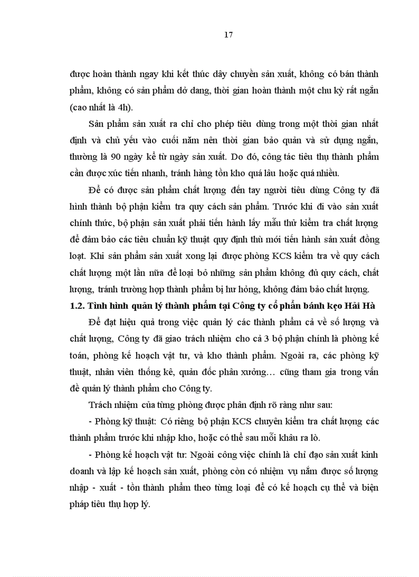 image for page Hoàn thiện kế toán thành phẩm, tiêu thụ thành phẩm và xác định kết quả tiêu thụ tại Công ty cổ phần bánh kẹo Hải Hà
