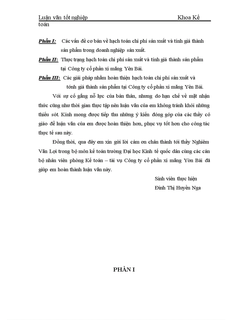 image for page Hạch toán tập hợp chi phí sản xuất và tính giá thành sản phẩm tại Công ty cổ phần xi măng Yên Bái