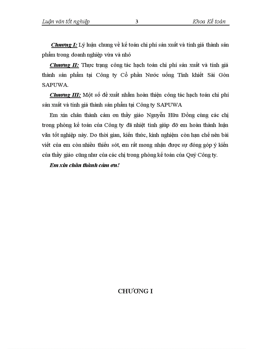 image for page Kế toán chi phí sản xuất và tính giá thành sản phẩm tại Công ty Cổ phần Nước uống Tinh khiết Sài Gòn SAPUWA