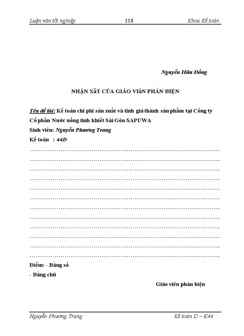 image for page Kế toán chi phí sản xuất và tính giá thành sản phẩm tại Công ty Cổ phần Nước uống Tinh khiết Sài Gòn SAPUWA