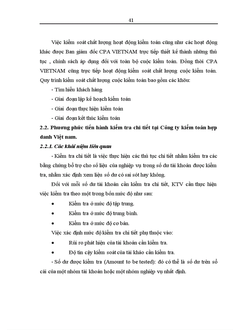 image for page Thủ tục kiểm tra chi tiết trong quy trình kiểm toán báo cáo tài chính do Công ty Hợp danh kiểm toán Việt Nam thực hiện